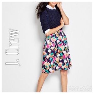J. Crew A-Line Floral Skirt Blue Pink Green White